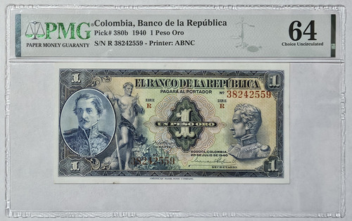 Billete Certificado 1 Peso 20/jul/1940 Pmg 64