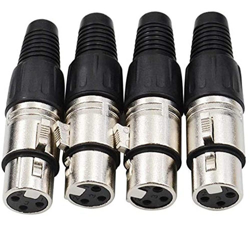 Bnkenx 4pack Xlr Hembra Enchufes Conectores Xlr-f Enchufe 3 