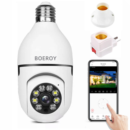 Cámara de seguridad De 360° 1080p Wifi Hd E27 Con Alarma BOEROY DPB10  con resolución de 2MP visión nocturna incluida blanca