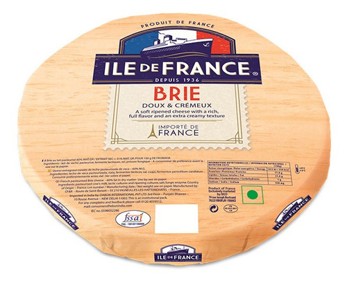 Imagen 1 de 1 de Queso Brie Ile De France Pieza 3 Kg  1 Pieza
