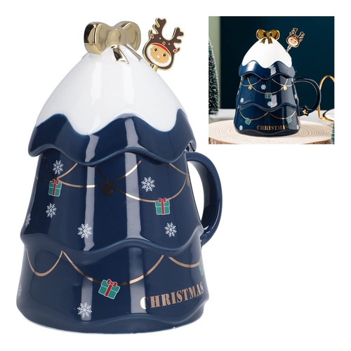 Taza De Cerámica En Forma De Árbol De Navidad Con Tapa