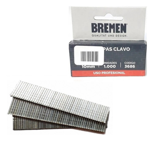 Clavos Para Engrampadora Bremen 10mm Caja 1000u Grapa 