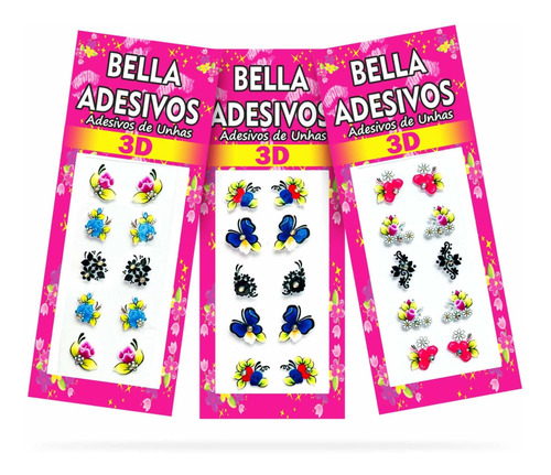 500 Adesivos De Unha Bella Adesivos, 50 Cartelas
