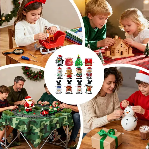 12 Figuras Navideñas De Cuerda – Surtido De Juguetes Mecánicos De ABS Para Calendario De Adviento, Decoración Y Regalos De Fiesta