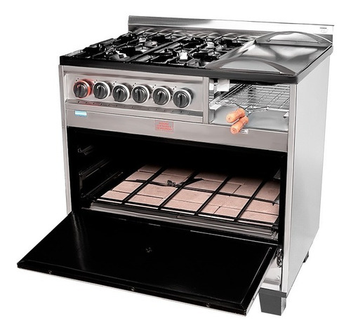 Imagen 2 de 6 de Cocina Tecnocalor 4 H + Plancha Tostador 86 Cm Industrial