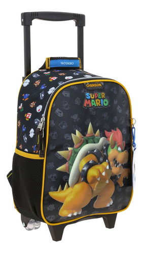Mochila Chica Con Ruedas Chenson Mario Bros Bowser Woat