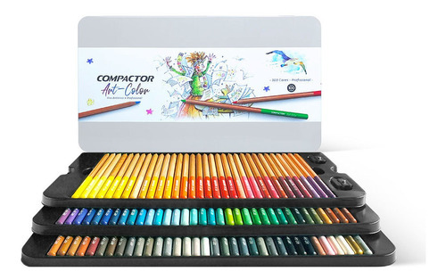 Lápis de Cor Art Color Fine Art C/100 Cores compactor estojo em lata com 3 andares