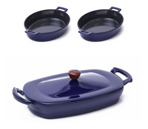 Set 3 Pz Gourmet Lafont Olla Cazuelas Oval Hierro Esmaltado 