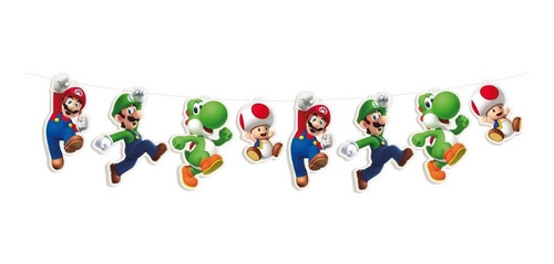 1 Faixa Bandeirola Decorativa Festa Super Mario Bros E Luigi