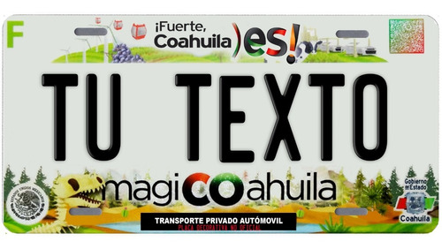 Placas Para Auto Personalizadas Coahuila