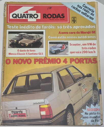Revista 4 Quatro Rodas 318 Janeiro 1987 - Prêmio Csl, Monza