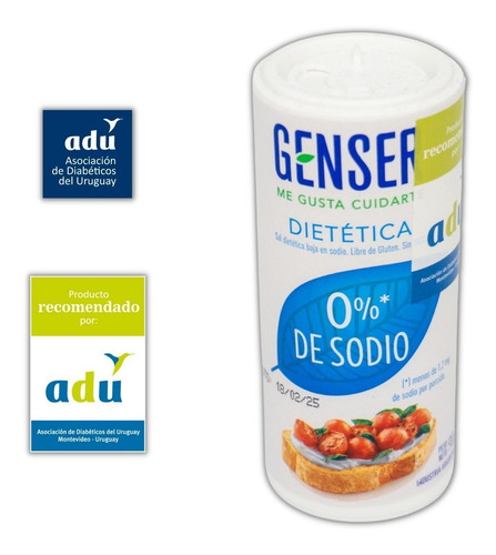 Imagen 2 de 4 de Genser Dietética 0% De Sodio 90 Grs. Sello Adu -diabetes