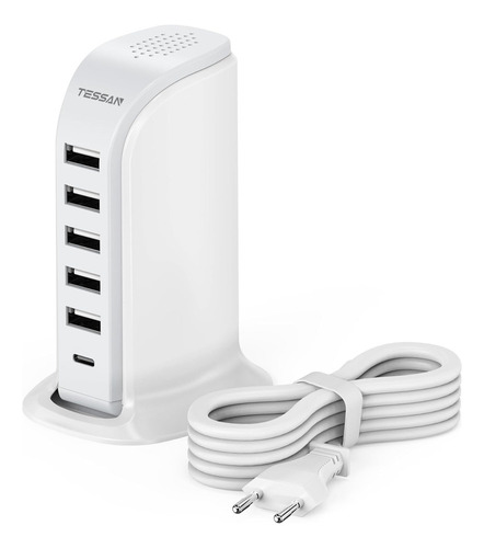 Adaptador De Enchufe De Viaje Europeo Usb C, 40w Pd 6 Puerto