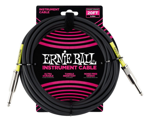 Ernie Ball P06046 Cable Plug - Plug Standard 6 Mts. Negro