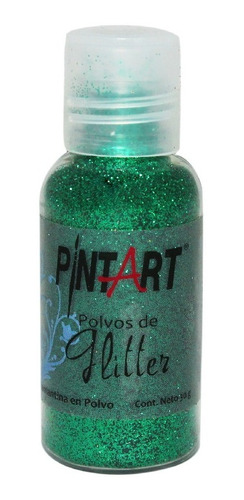 Polvos Glitter Poliéster Pintart Verde Navidad 30g