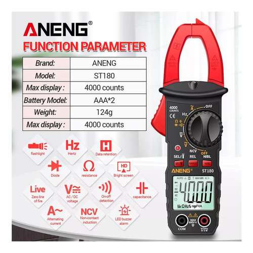 A Pinza Digital St180 4000 Cuentas, Multímetro, Abrazadera