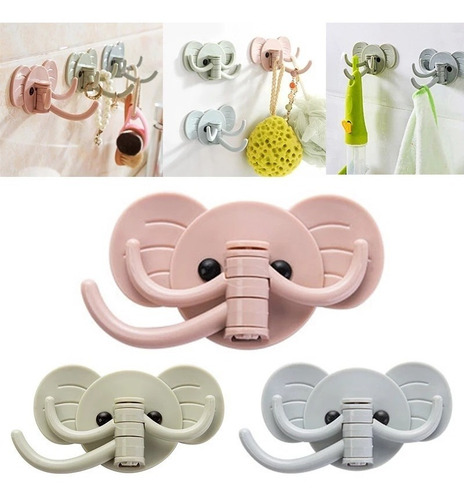 2 Gancho Parede Elefante Cabide Roupa Multiuso Infantil