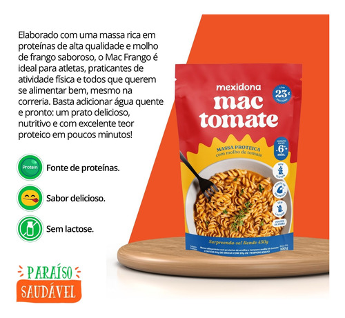 Mac Tomate Massa Proteica Com Molho De Tomate Mexidona 100g