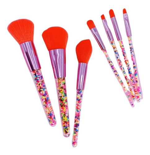 Set Brochas Para Maquillaje Candy Unicornio Confeti Colores