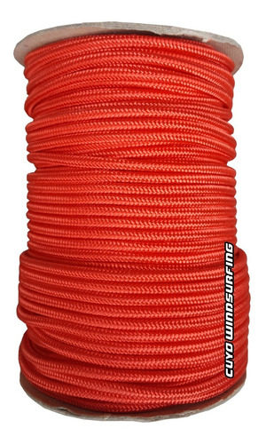 Imagen 1 de 2 de Soga Cabo Trenzado Poliester Dacron Rojo 6 Mm X 50 M Dk