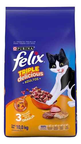 Felix Triple Delicious Para Gato De 10 Kg