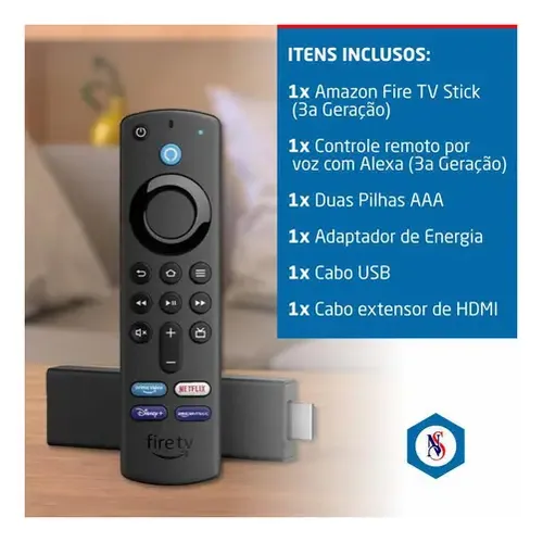 家電 fire tv 3rd gen 4k Amazon Fire TV 3ª geração de voz 4K 8GB preto com 2GB de memória