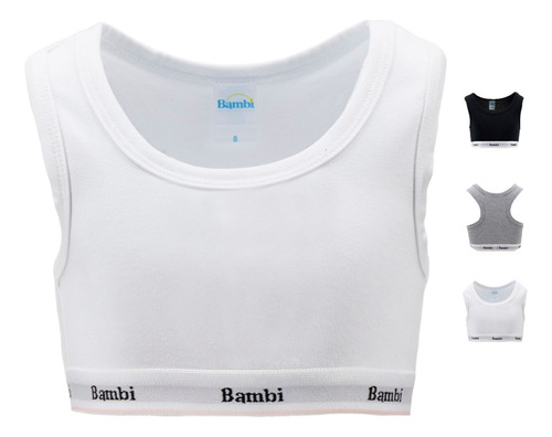 3 Pzs Corpiño Bambi Top Deportivo Niña Ropa Interior Comoda