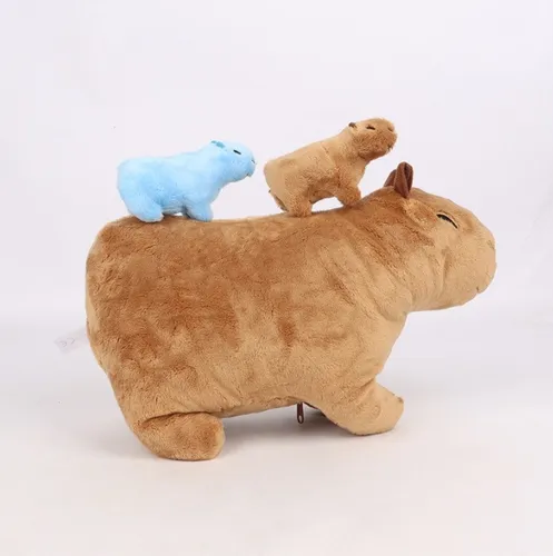 ~ Capibara Peluche Mamá Con 4 Peluches Capibara Bebé,5 Pcs ,
