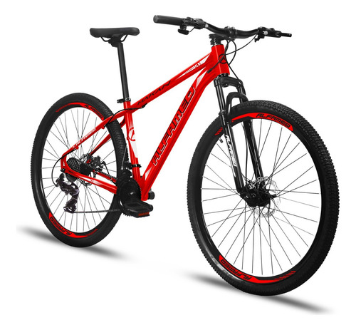 Mountain bike Alfameq Makan aro 29 19" 24v freios de disco mecânico câmbios Index cor vermelho