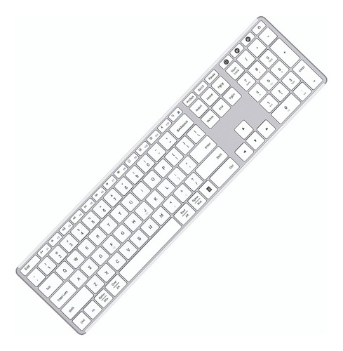 Ausdom Teclado Inalámbrico Bluetooth Dual 110 Teclas Teclado Blanco