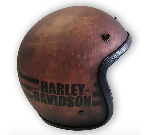 Imagem 1 de 2 de Capacete Old School Artistico Bronzetexture  Harley Davidson
