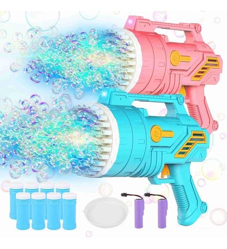 2-pack Bubble Machine Gun,69 Holes Bubble Gun With Light,...