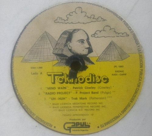 Teknodisc Gapul Vinilo Original Tapa Genérica Blanca