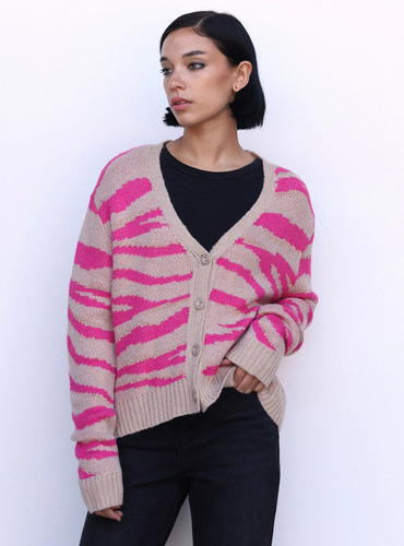 Chaleco Mujer Foster Cardigan Crop Print