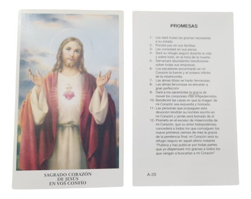 Estampas Sagrado Corazon De Jesus Promesas Santoral X 100