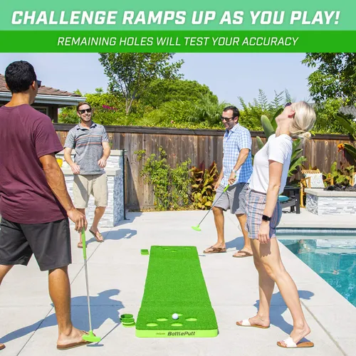 Gosports Battleputt Golf Putting Juego 2 Contra 2 Pong Style Play Con 11' Putting Green, 2 Putters Y 2 Pelotas De Golf
