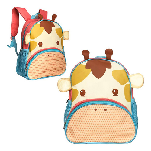 Mochila Infantil Escolar Passeio Casual Reforçada - Girafa Azul-celeste Girafa