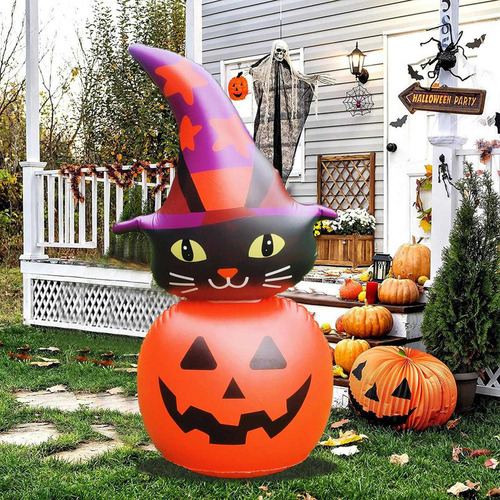 Gato Inflable De La Calabaza De La Decoración De Halloween