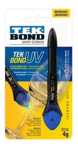 Adhesivo Vidrio Cristal Curado Uv Tek Bond 4 G. Pegamento 