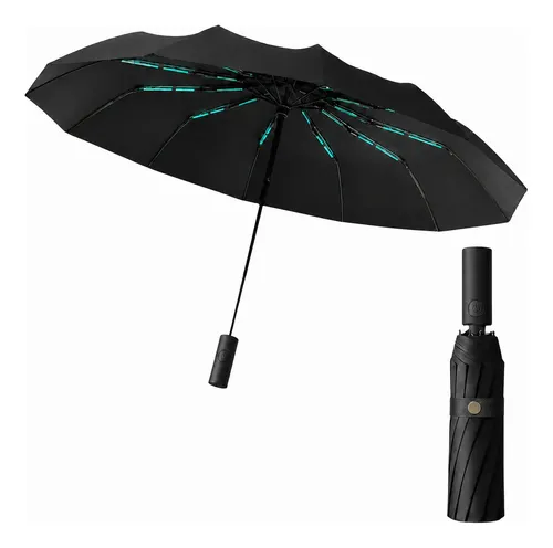 Guarda Chuva Grande Automático Reforçado Proteção Vento Uv Preto Liso