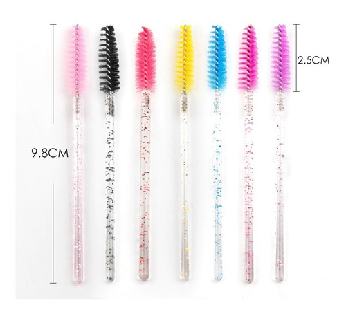 Imagem 3 de 9 de Kit 50 Escova Escovinha Para Alongamento Cílios Sobrancelha