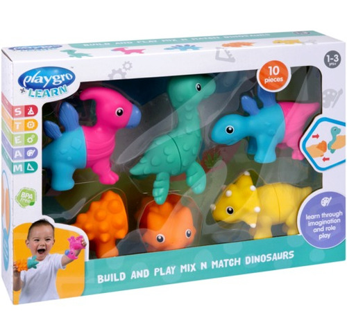 Juegute De Encastre Para Crear Dinosaurios Playgro Color Multicolor