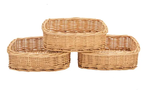 Cestas De Mimbre Hdkj Rectangulares 3pcs Naturales