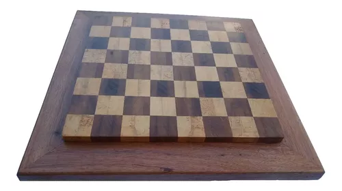Tabuleiro de xadrez madeira maciça marchetado