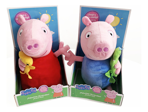 Pelúcia de bebê Peppa Pig de 30 cm com som e animal de estimação