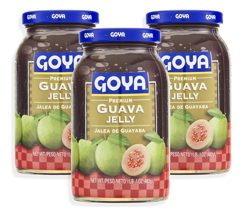 Mermelada De Guayaba, Jarra De Vidrio, 17 Oz, Paquete De 3