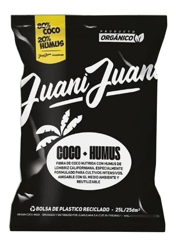 Imagen 1 de 10 de Fibra De Coco + Humus Juani Juana 25l Cultivo Cogoshop