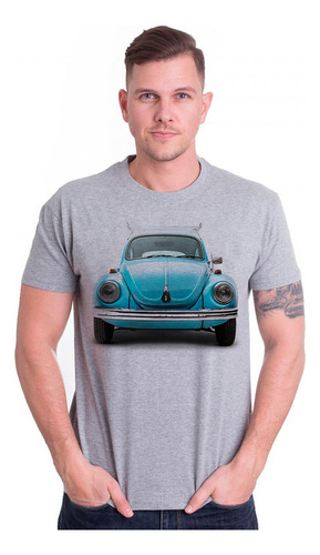 Camiseta Masculina Fusca Azul Carro Antigo Moda Old Car