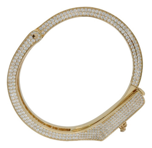 Pulsera De Oro Italiano Brazalete 14k Circonia Aro Oro 14k