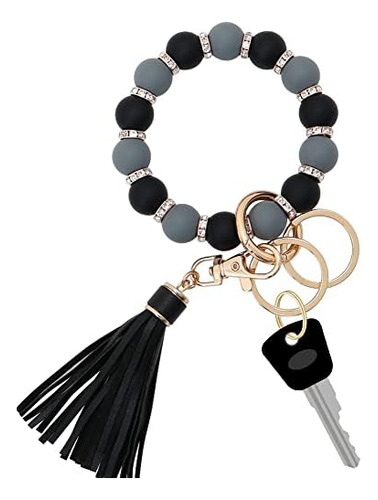 Llavero De Silicona Para Mujer, Pulsera Elástica Con Cuentas